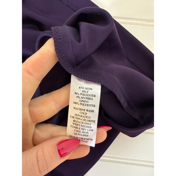 Connected Apparel Horseshoe Neck Side Tuck Sheath Dress Purple Midi Career Sz 18 - Picture 7 of 7